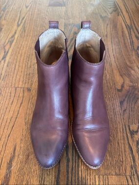 Madewell Burgundy Leather Ankle Boots Size 9